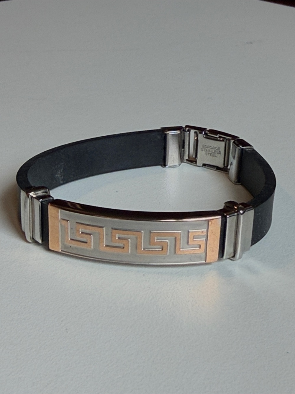 Men’s Leather and Stainless Steel Bracelet